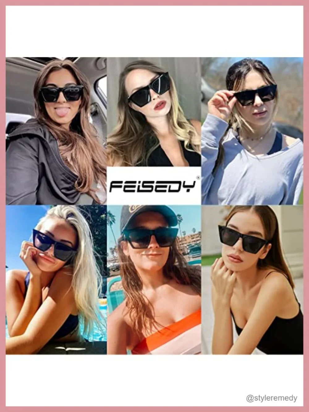Vintage Square Cat Eye Sunglasses Women Trendy Cateye UV400 Acetate Frame
